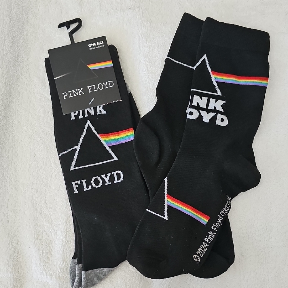 Pink Floyd Black Socks with Colorful Stripes